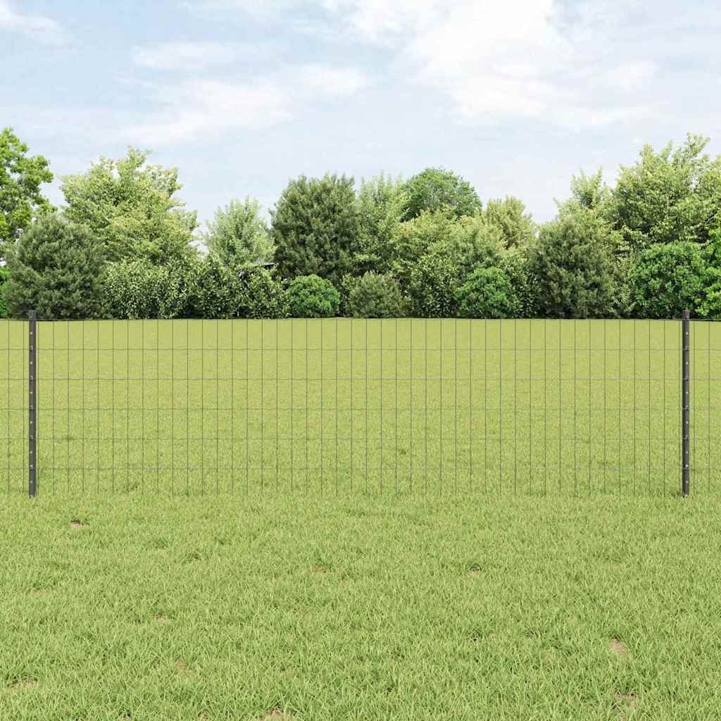 Płot Euro z 5 U-Postami Szary 0.6x10 m Stal