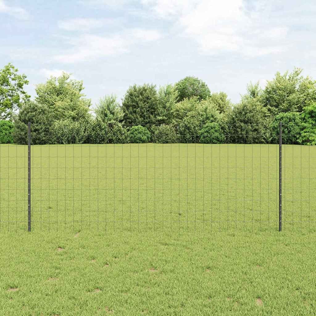 Płot Euro z 10 słupkami Szary 1x10 m Stal