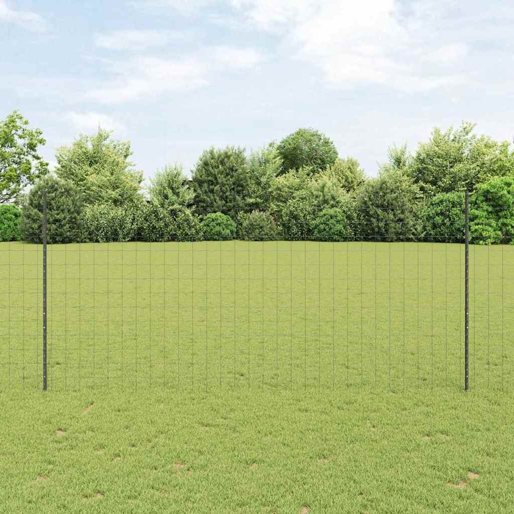 Euro Lumarko Ogrodzenie z 10 słupkami Szary 1.4x10 m Stal