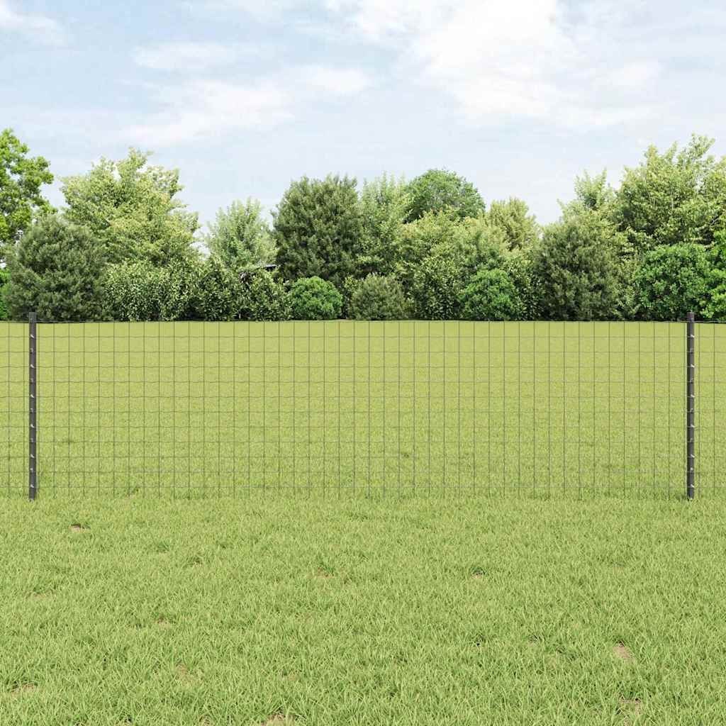 Płot z 22 słupkami szary 0,6x50 m stalowy