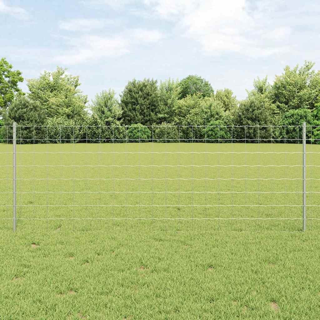 Lumarko Ogrodzenie z 11 słupkami U Srebrne 0,8x25 m Stal