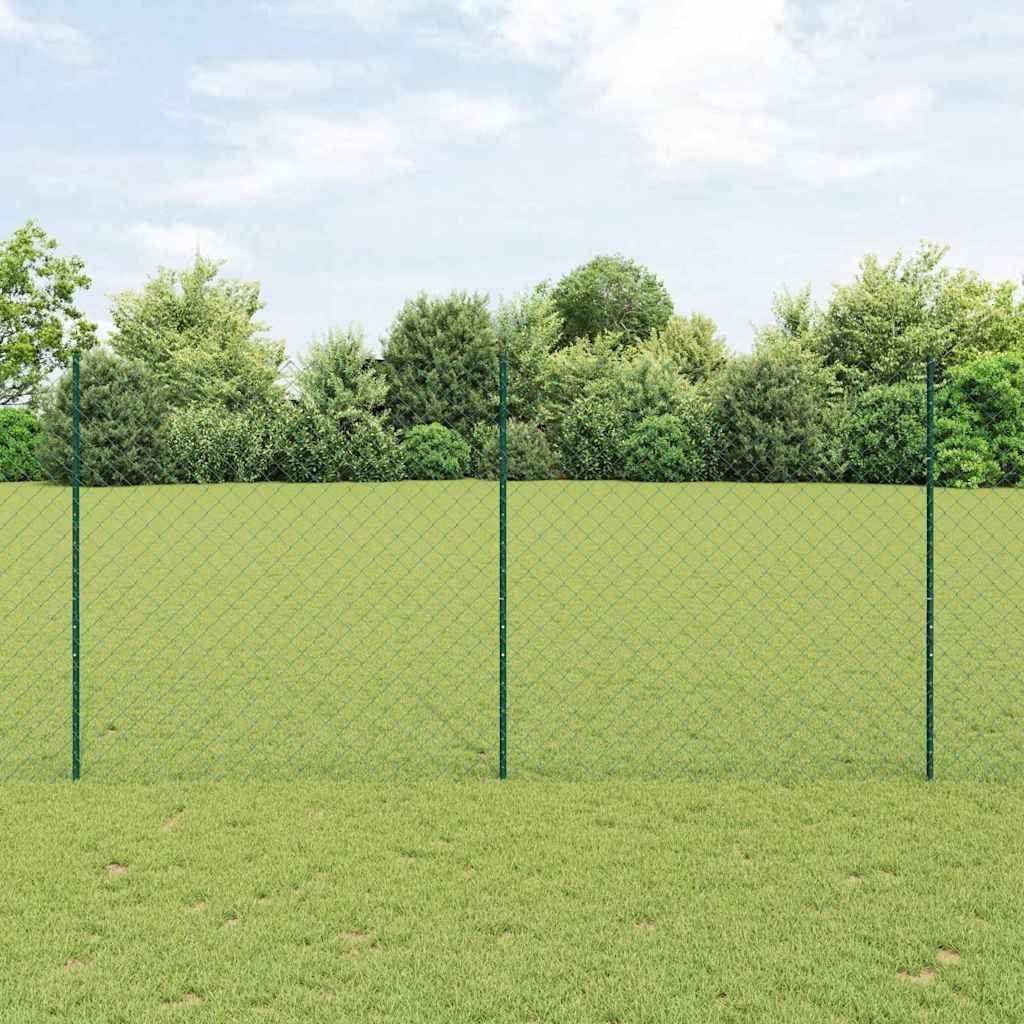 Lumarko Ogrodzenie z siatki ogniwowej z 22 słupkami U Zielone 1,6x25 m Stal