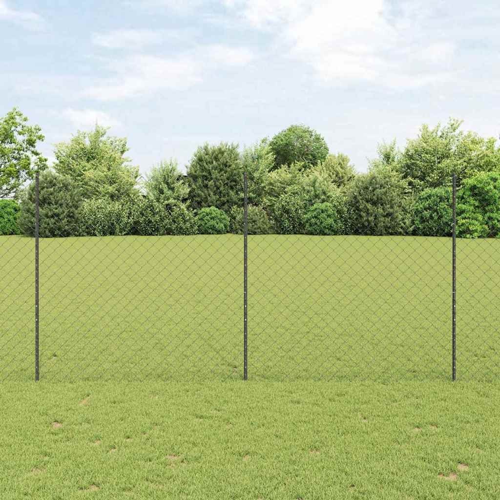 Lumarko Ogrodzenie z siatki ogniwowej z 20 słupkami U Szare 1,5x10 m Stal