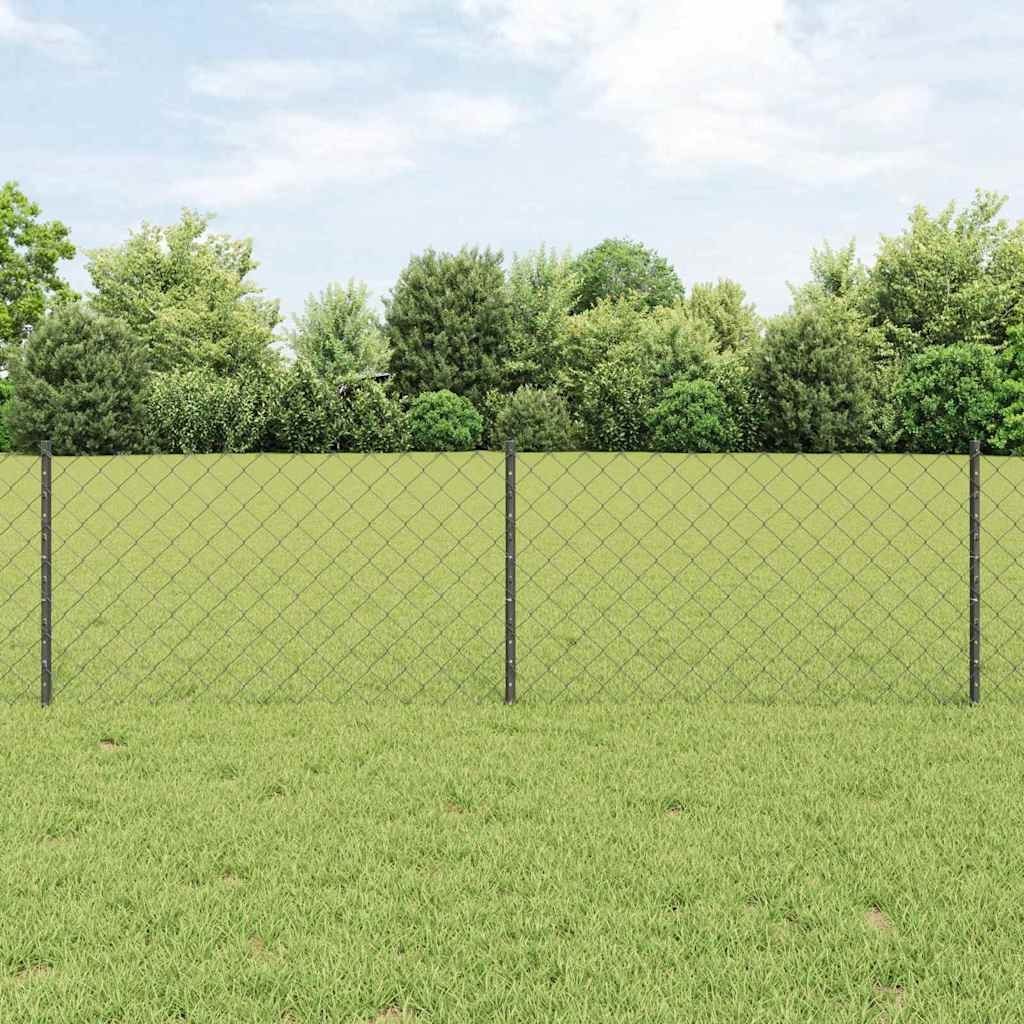 Lumarko Ogrodzenie z siatki ogniwowej z 22 słupkami U Szare 0.6x25 m Stal