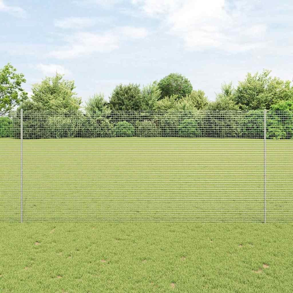 Lumarko Ogrodzenie z drutu spawanego z 10 słupkami srebrnymi 1.4x10 m stal