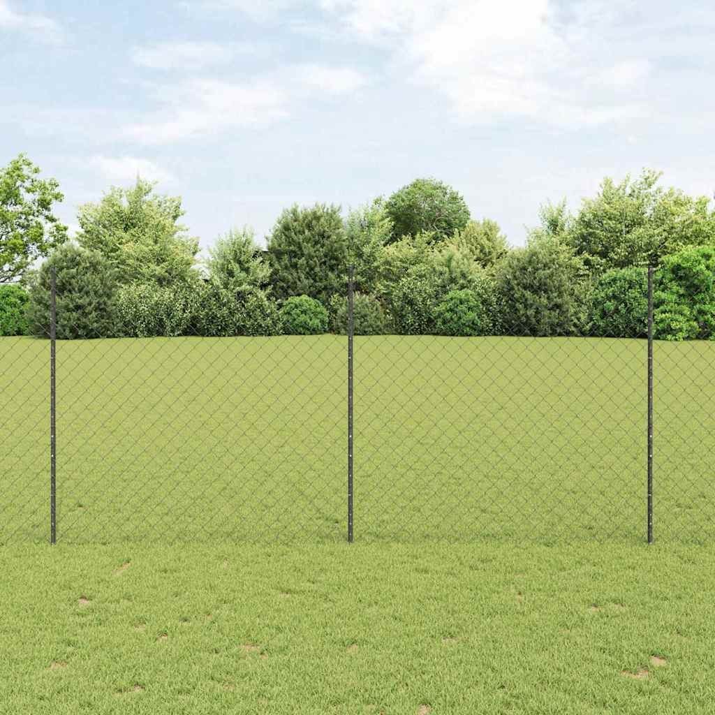 Lumarko Ogrodzenie z siatki ogniwowej z 44 słupkami szary 1.4x25 m stalowe