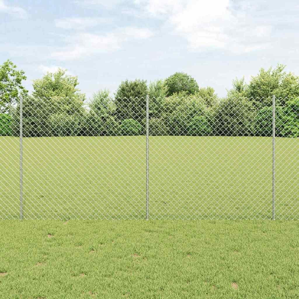 Lumarko Ogrodzenie łańcuchowe z 20 słupkami U Srebrny 1.2x10 m Stal