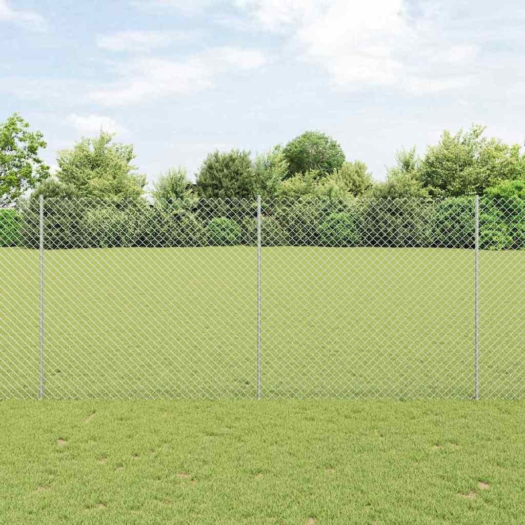 Lumarko Ogrodzenie z siatki z 20 srebrnymi słupkami 1.4x10m stalowymi