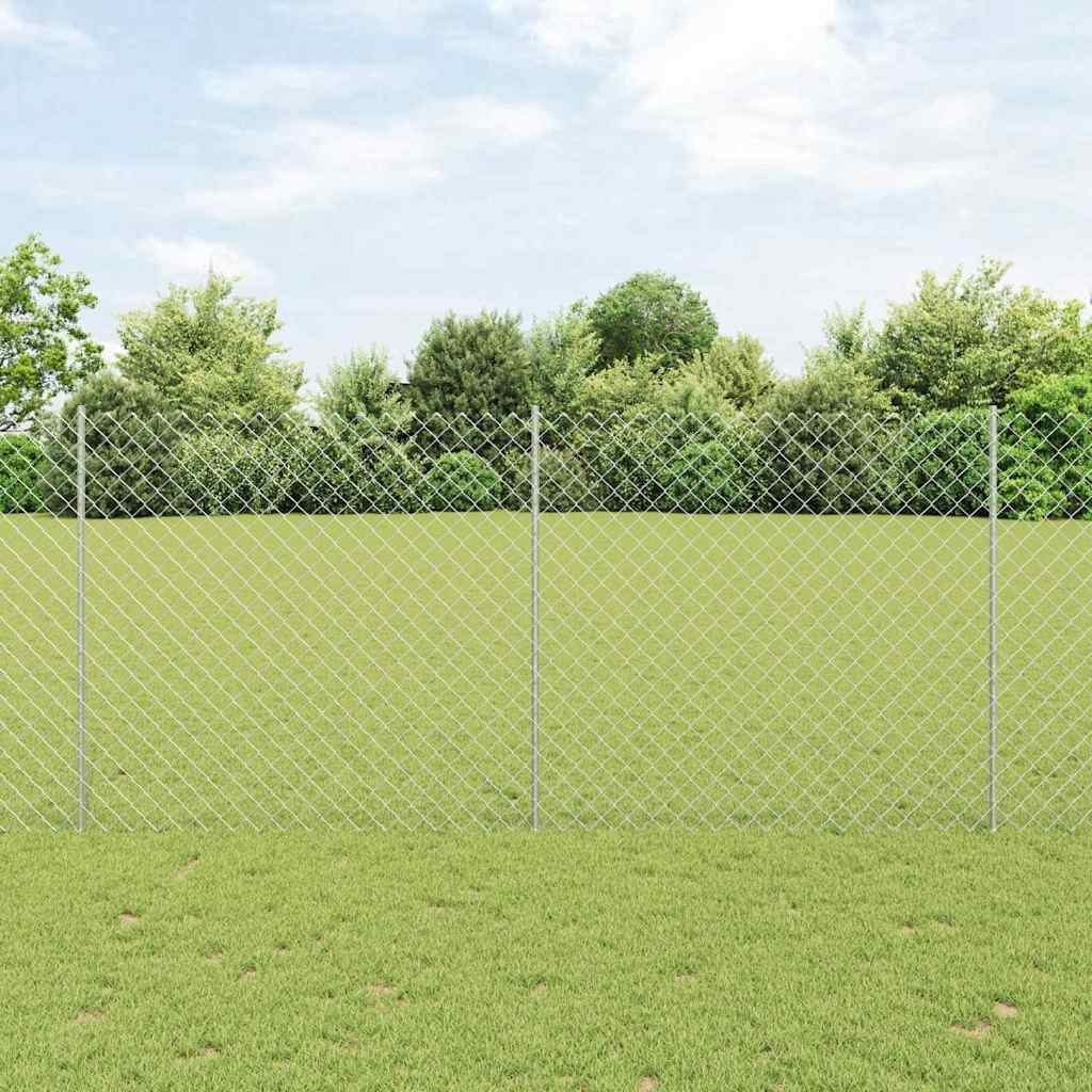 Lumarko Ogrodzenie z ogniw z 20 słupkami U Srebrne 1,4x10 m Stal