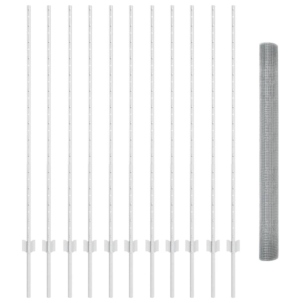 Lumarko Ogrodzenie z drutu spawanego z 22 słupkami srebrnymi 1.4x25 m stalowe