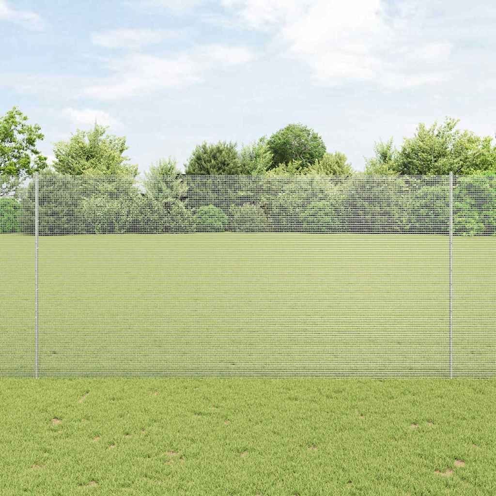 Lumarko Ogrodzenie z drutu spawanego z 22 słupkami U Srebrne 1.6x25 m Stal