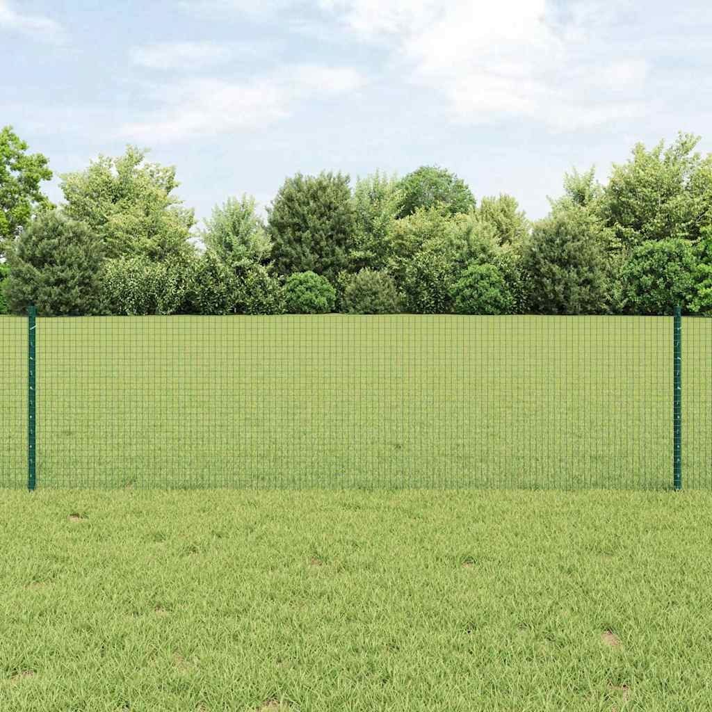 Zielone ogrodzenie z drutu spawanego z 5 słupkami U 0.6x10 m Stal