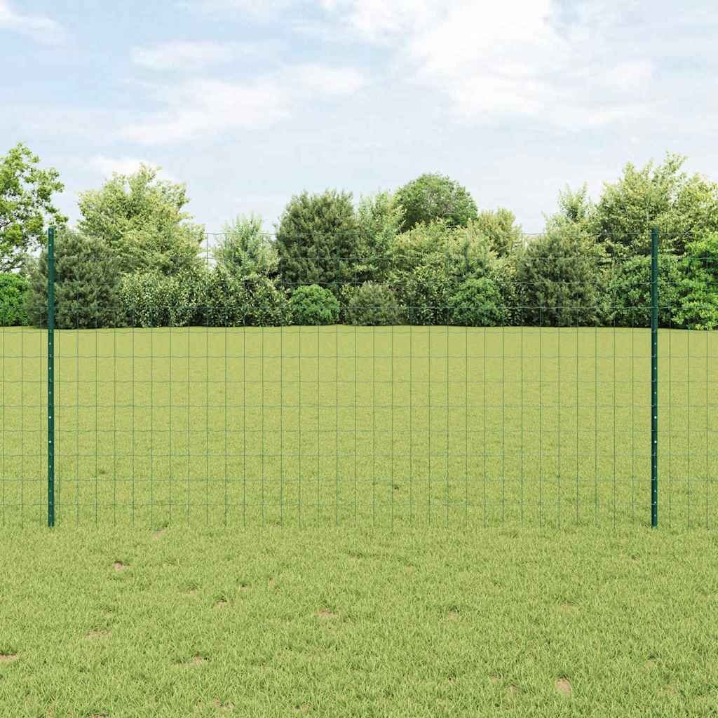 Euro Płot z 11 Słupkami Zielony 1,2x25 m Stal