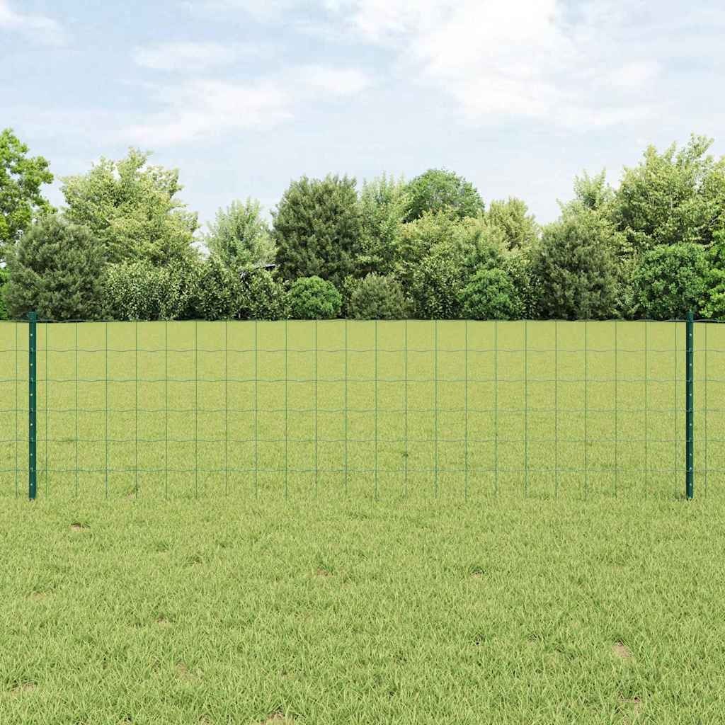Euro Płot z 11 Słupkami Zielony 0,6x25 m Stal