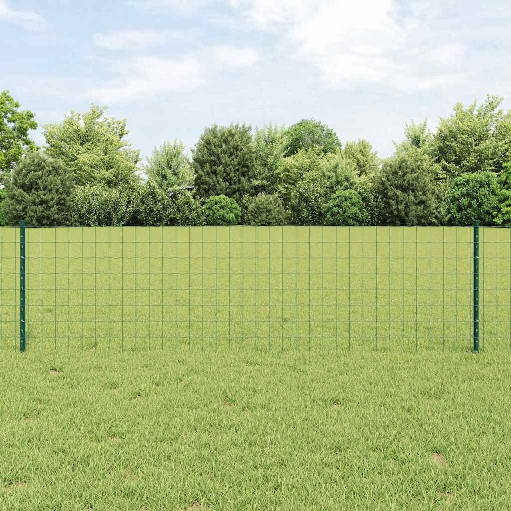 Euro Płot z 5 Słupkami Zielony 0,6x10 m Stal