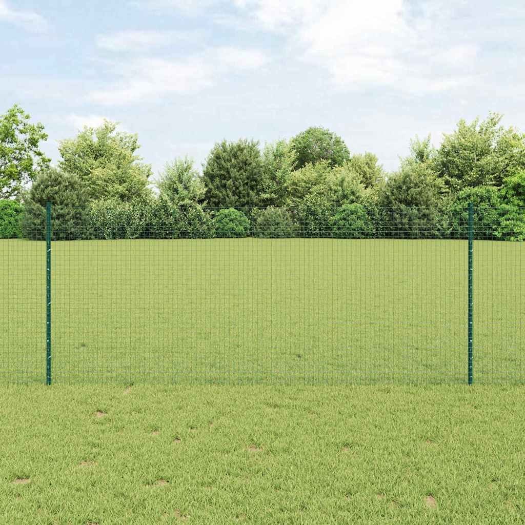 Zielone ogrodzenie spawane z 11 słupkami U 1x25 m Stal