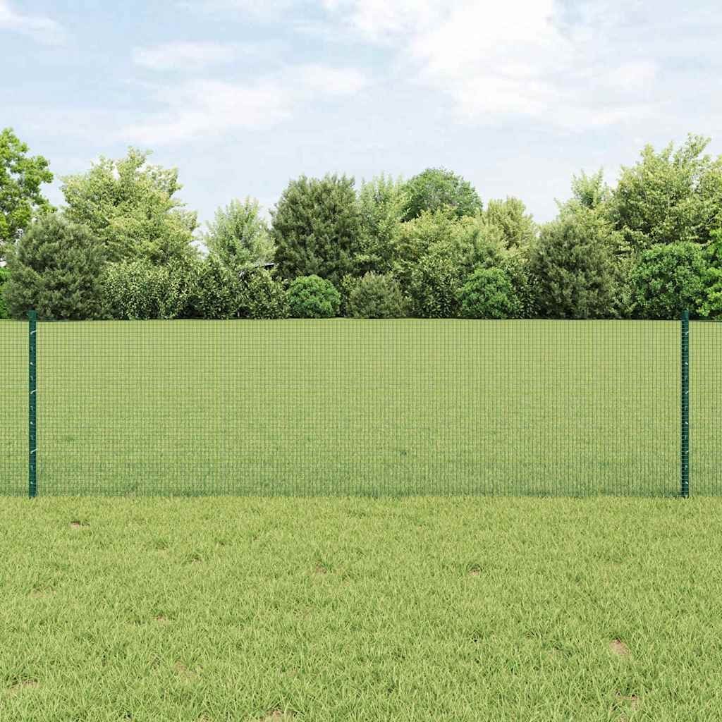 Zielone ogrodzenie z drutu spawanego z 22 słupkami stalowymi 0.6x50 m