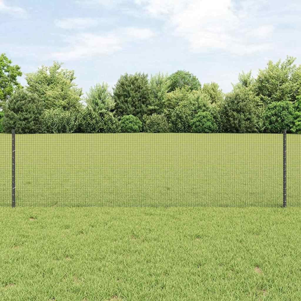 Lumarko Ogrodzenie druciane z 11 słupkami U Szary 0.6x25 m Stal