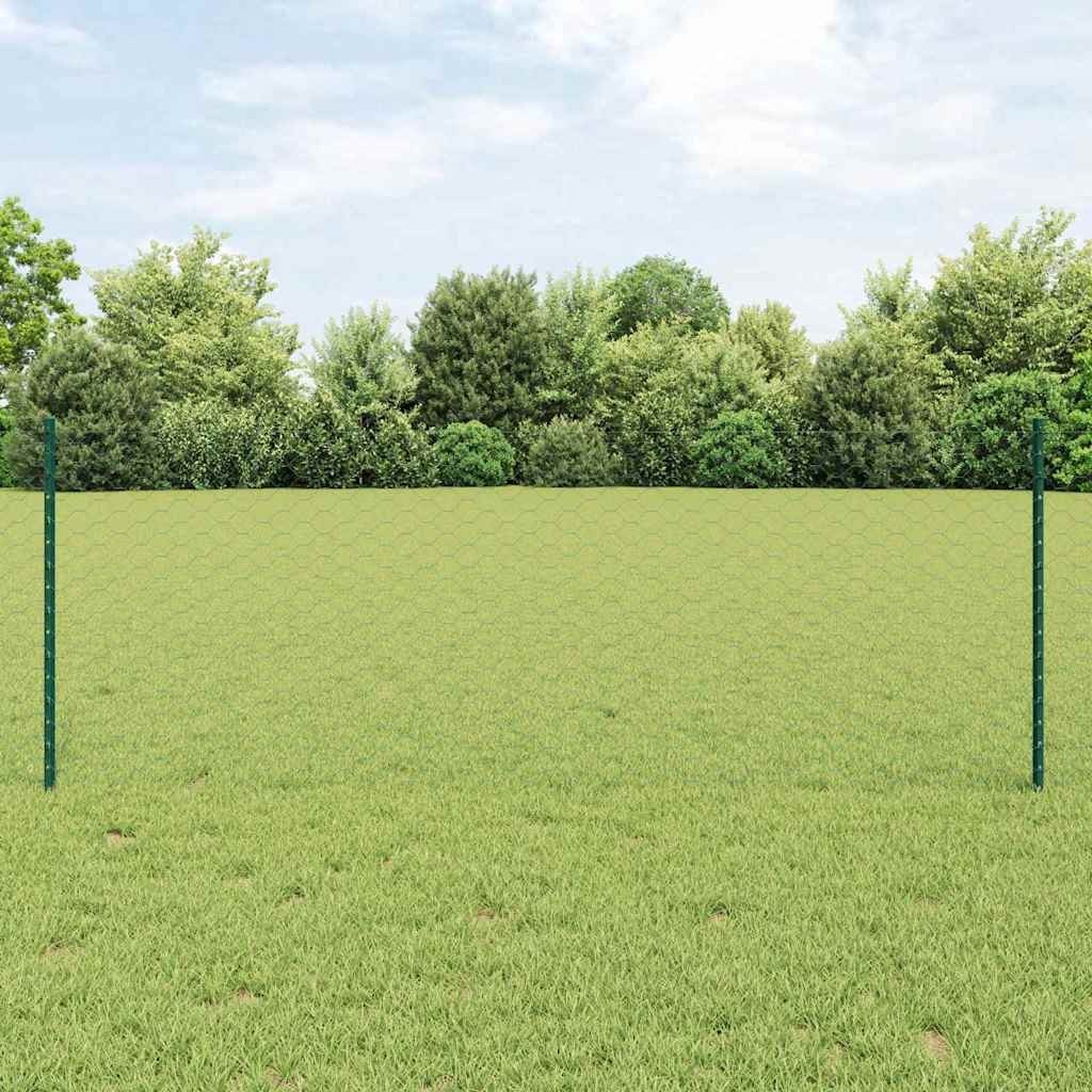 Słupy ogrodzeniowe 5 szt. Zielony 80 cm Stal