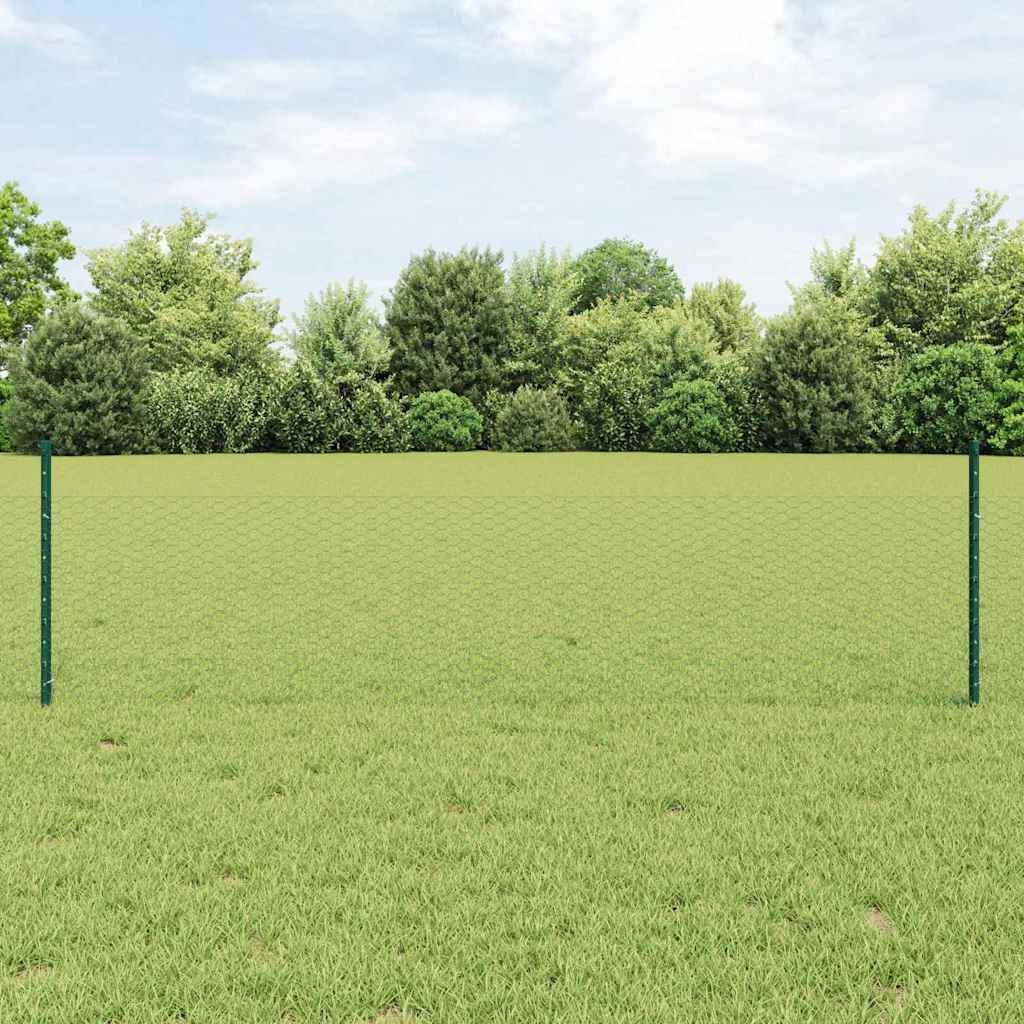 Lumarko Ogrodzenie z słupkami Zielony 50x2500 cm Stal
