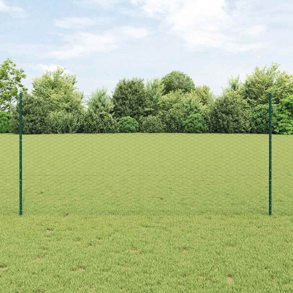 Lumarko Ogrodzenie z słupkami Zielony 120x2500 cm Stal