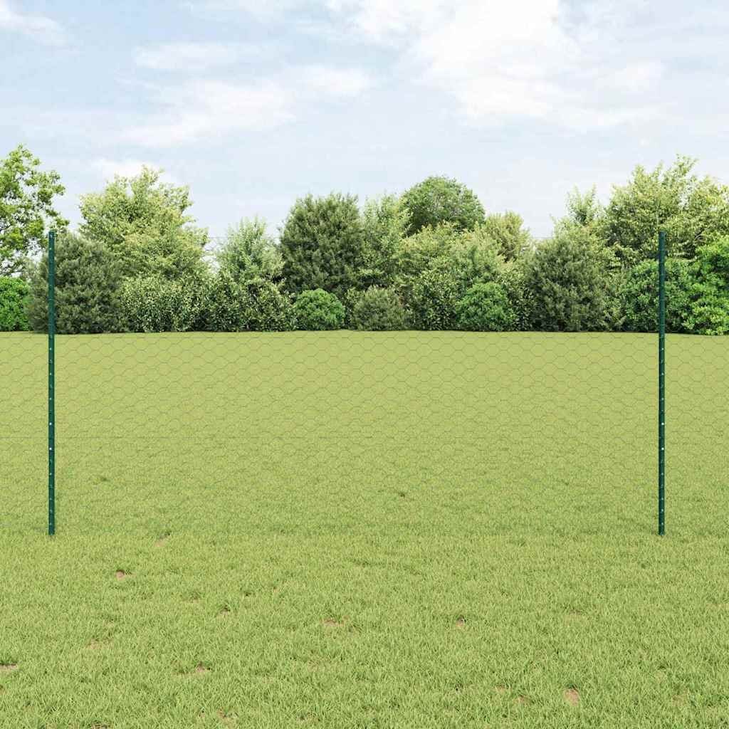 vidaXL Słupki ogrodzeniowe 11 szt. U-Channel Zielony 120 cm Stal