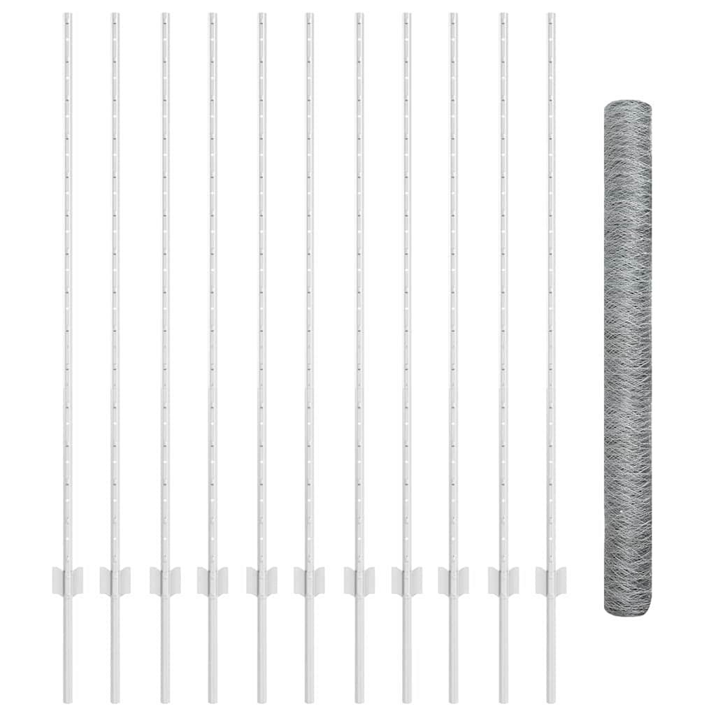 vidaXL Słupki ogrodzeniowe 22 szt. U-Channel 140 cm Stal ocynkowana