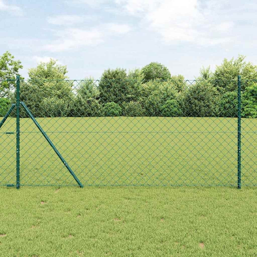 Lumarko Ogrodzenie z ogniwową siatką z słupkami Zielony 1.4 x 25 m Stal