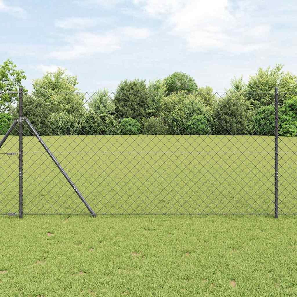 Lumarko Ogrodzenie z ogniwową siatką z słupkami Szary 1.4 x 10 m Stal