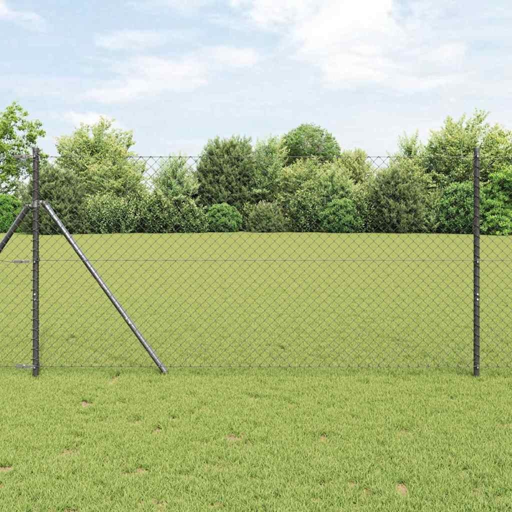 Lumarko Ogrodzenie z ogniwową siatką z słupkami Szary 1 x 25 m Stal