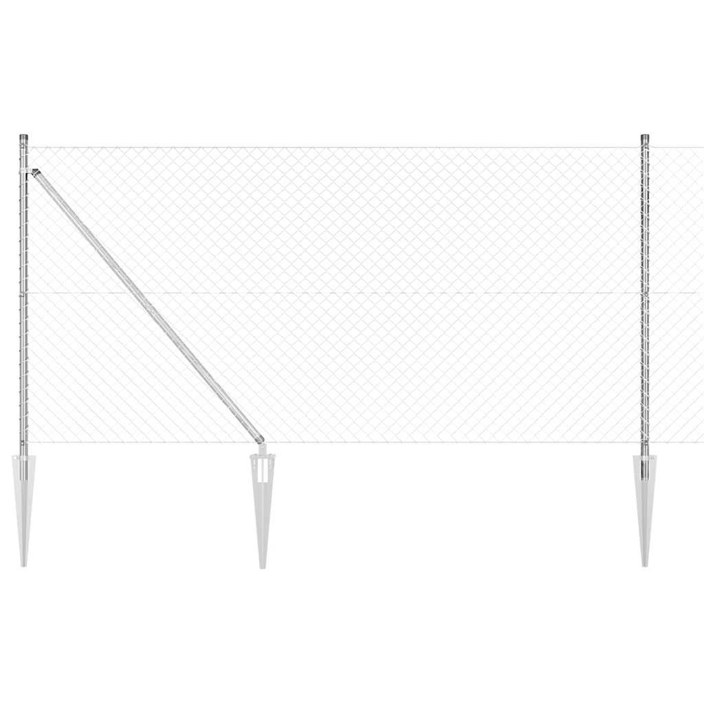 Lumarko Ogrodzenie z ogniwową siatką z słupkami Srebrny 10 x 1 m Stal