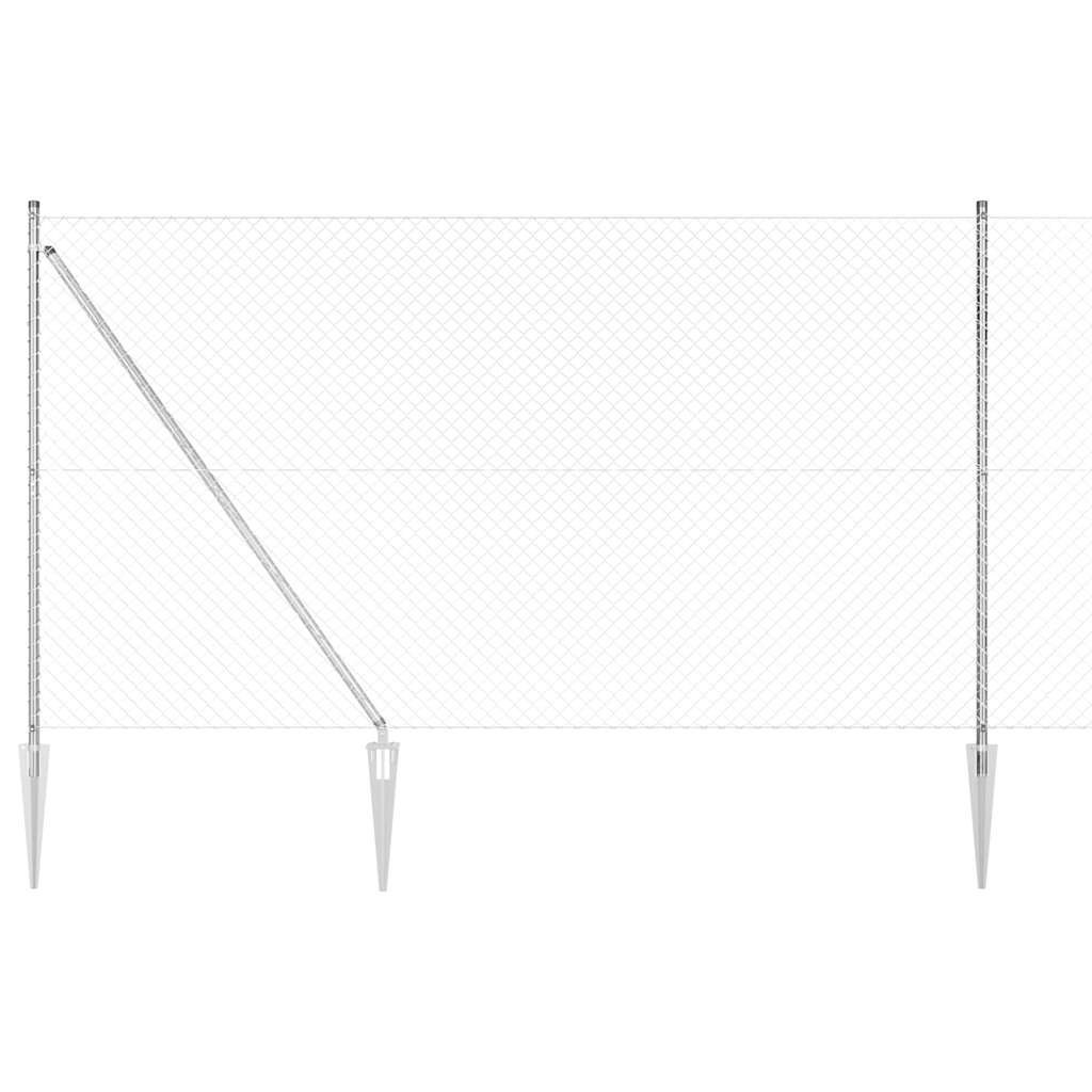 Lumarko Ogrodzenie z ogniwową siatką z słupkami Srebrny 10 x 1.6 m Stal