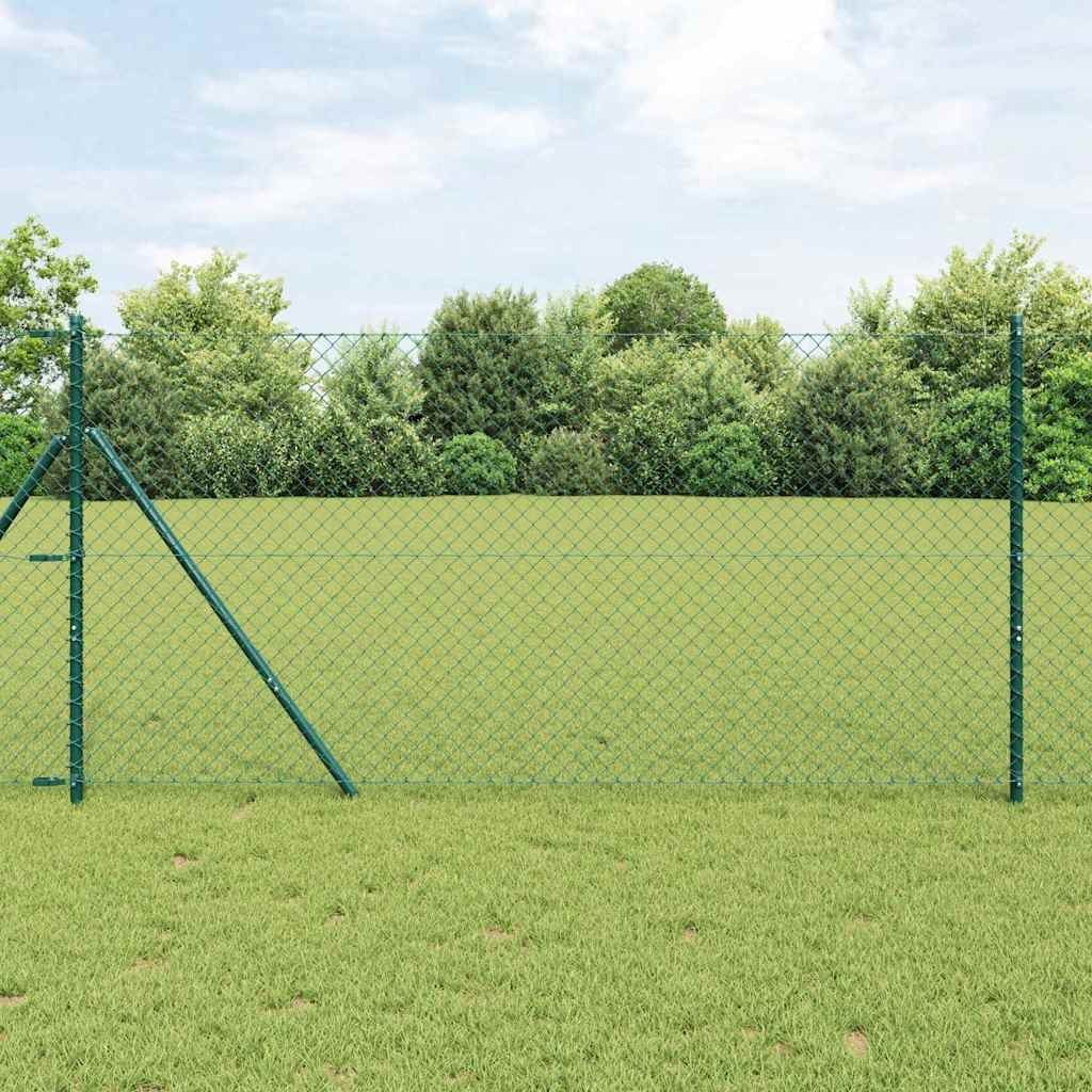 Lumarko Ogrodzenie z ogniwową siatką z słupkami Zielony 1 x 10 m Stal