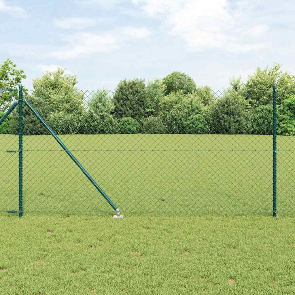 Lumarko Ogrodzenie z ogniwową siatką z słupkami Zielony 1 x 10 m Stal