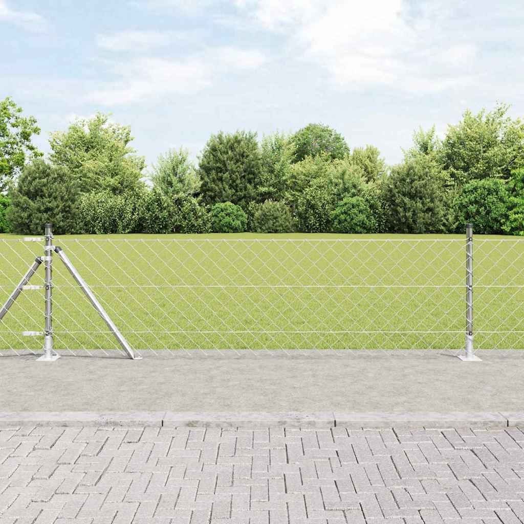 Lumarko Ogrodzenie z ogniwową siatką z słupkami Srebrny 10 x 0.6 m Stal