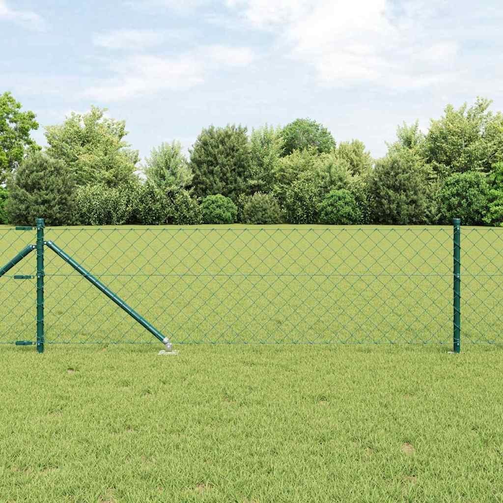 Lumarko Ogrodzenie z ogniwową siatką z słupkami Zielony 0.8 x 10 m Stal