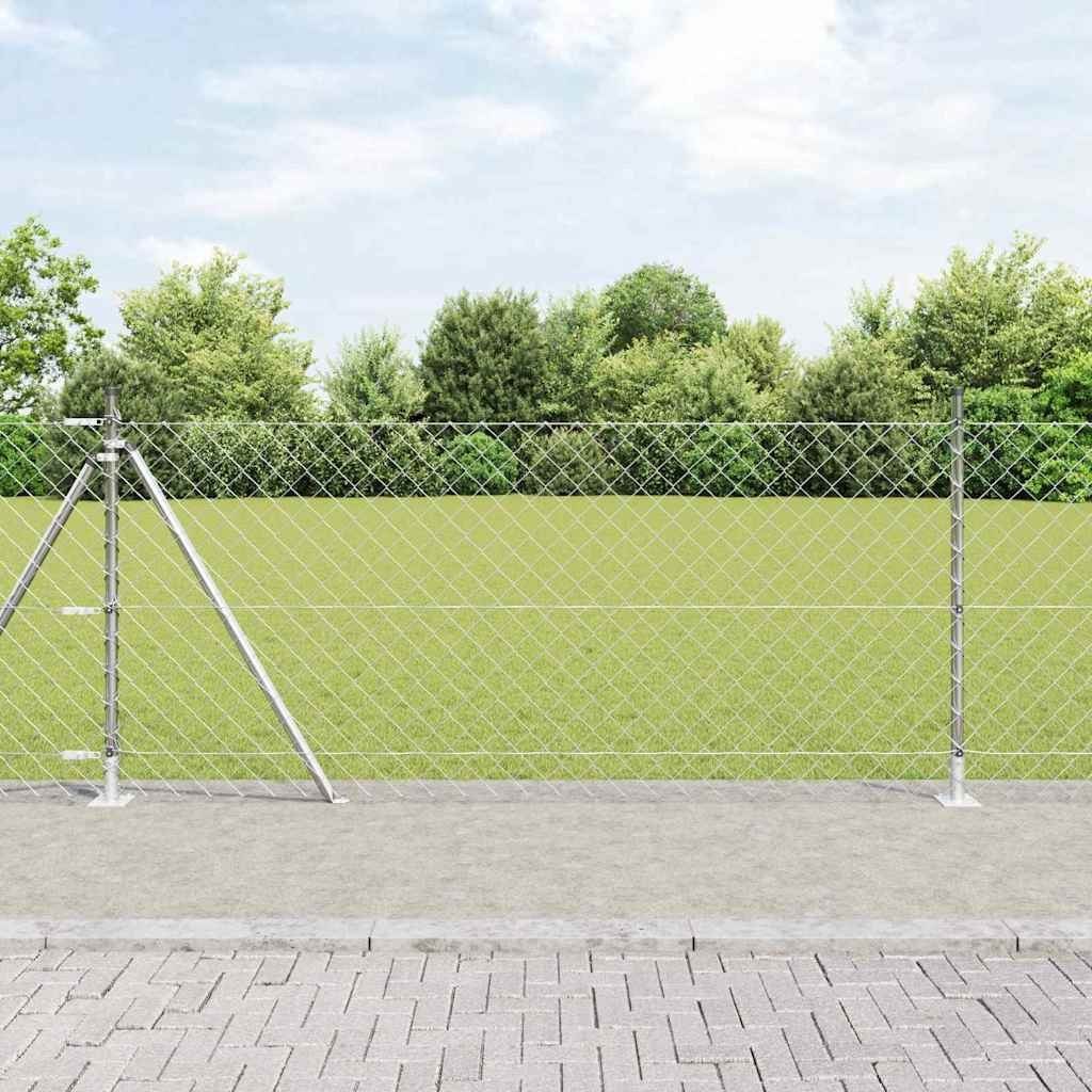Lumarko Ogrodzenie z ogniwową siatką z słupkami Srebrny 10 x 1 m Stal