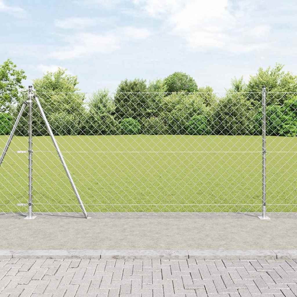 Lumarko Ogrodzenie z ogniwową siatką z słupkami Srebrny 10 x 1.2 m Stal