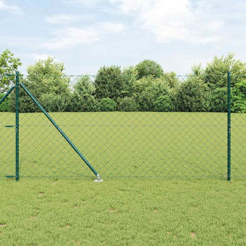 Lumarko Ogrodzenie z ogniwową siatką z słupkami Zielony 1.4 x 10 m Stal