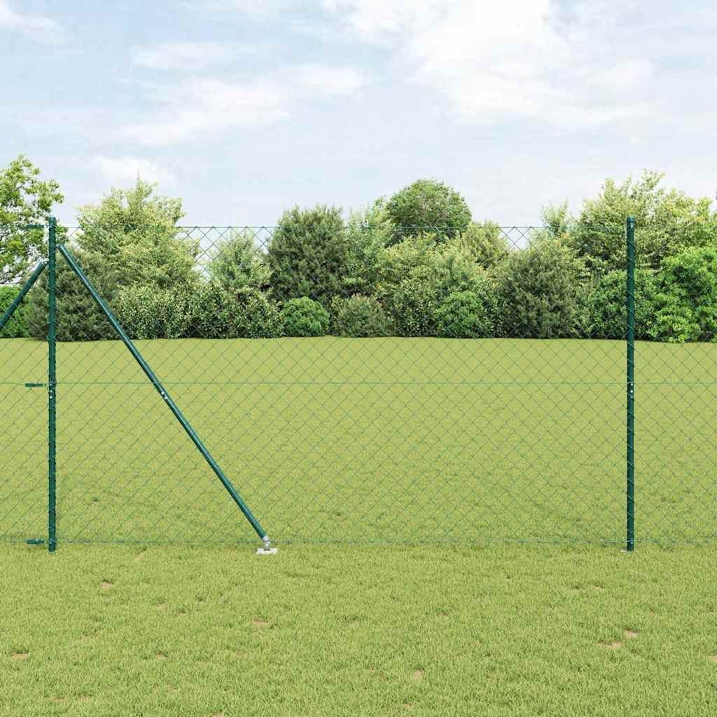 Lumarko Ogrodzenie z ogniwową siatką z słupkami Zielony 1.6 x 10 m Stal