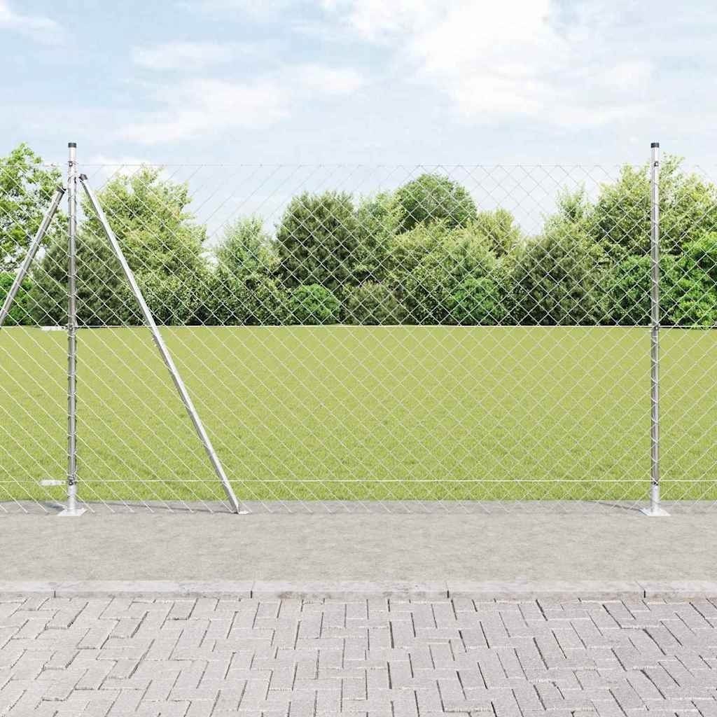 Lumarko Ogrodzenie z ogniwową siatką z słupkami Srebrny 10 x 1.5 m Stal
