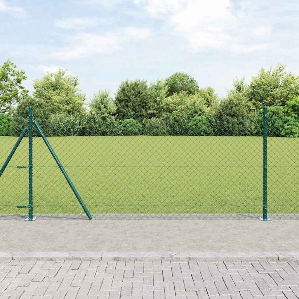 Lumarko Ogrodzenie z ogniwową siatką z słupkami Srebrny 25 x 1 m Stal