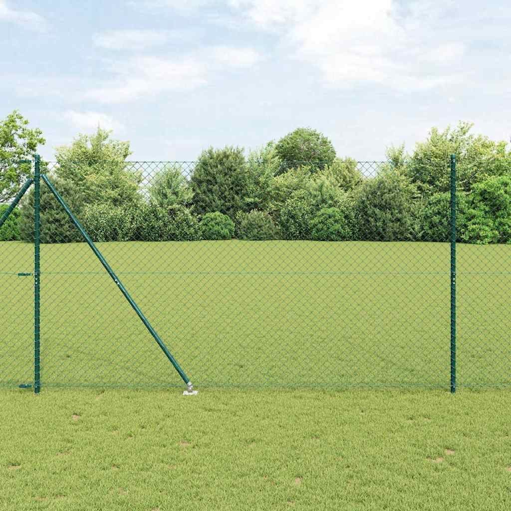 Lumarko Ogrodzenie z ogniwową siatką z słupkami Zielony 1.6 x 25 m Stal