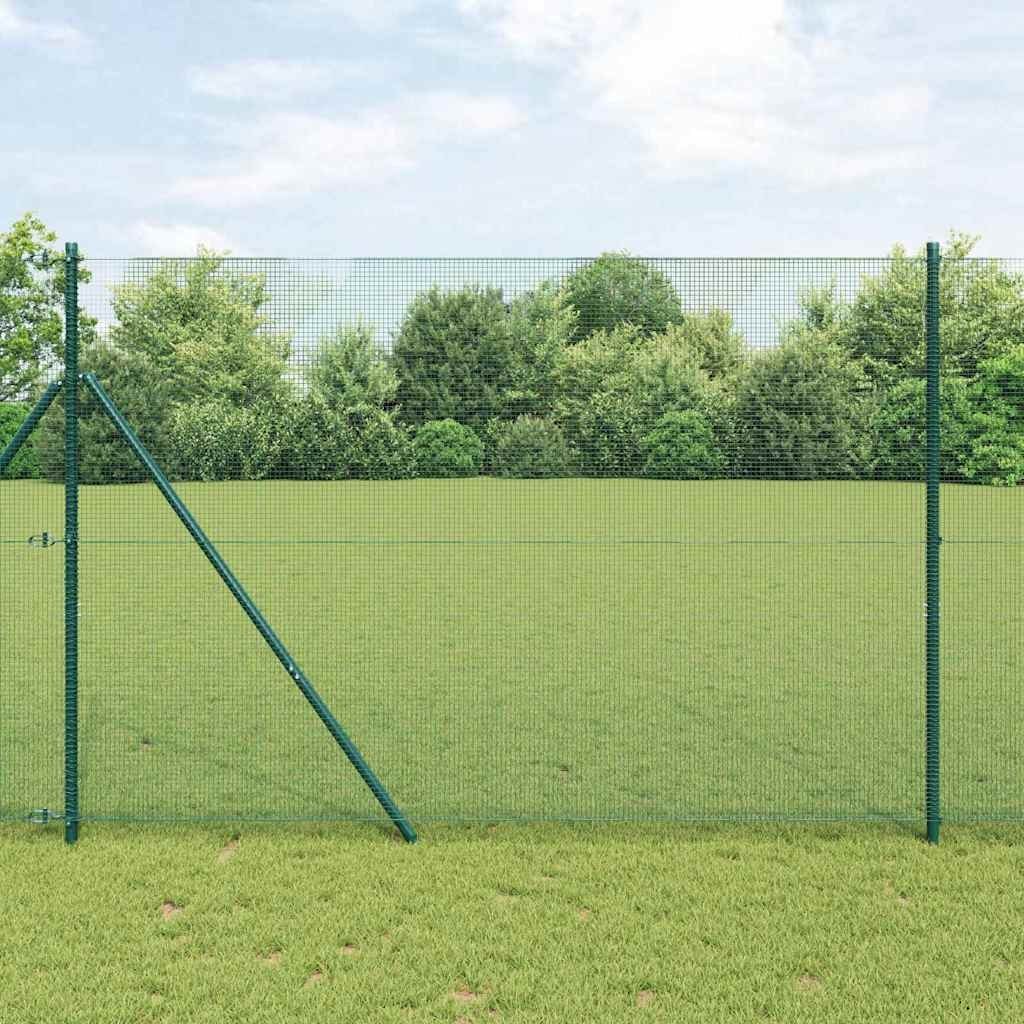 Lumarko Ogrodzenie z drutu spawanego z 7 słupkami Zielone 1.5x10 m Stal