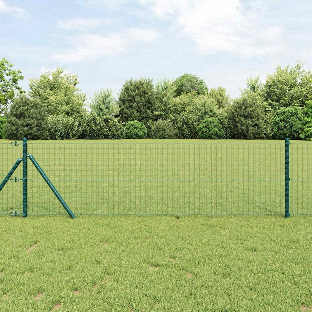 Lumarko Ogrodzenie z węzłami z 13 słupkami Zielone 0.4x25 m Stal