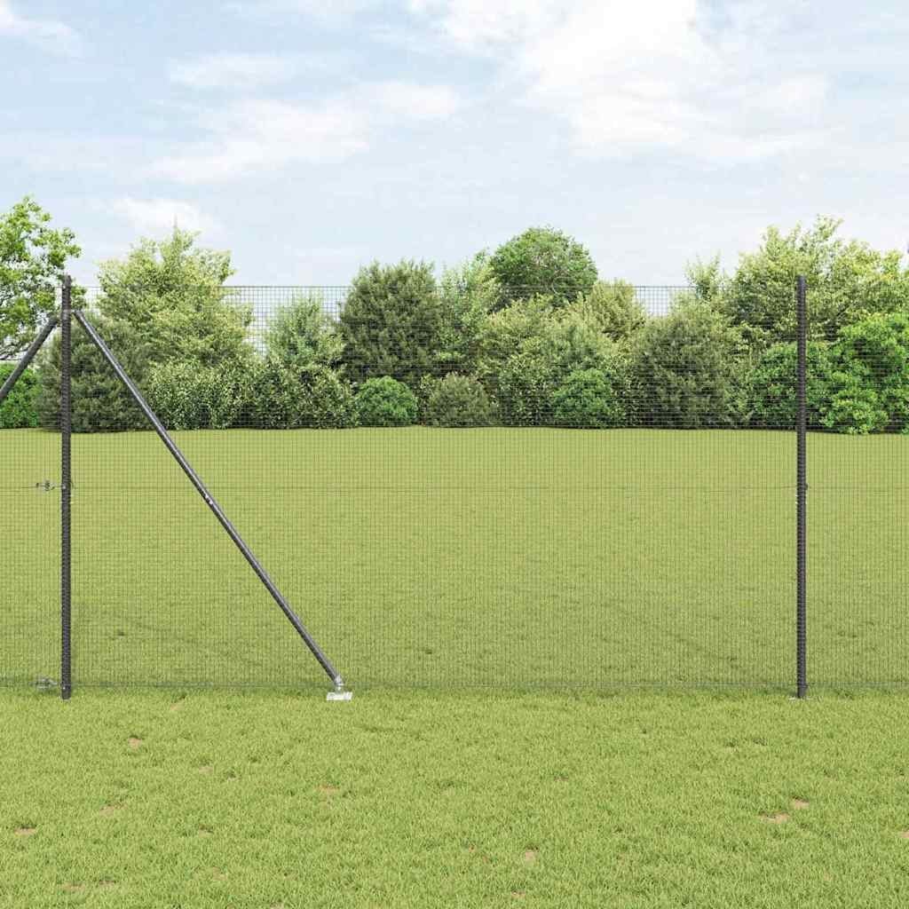 Lumarko Ogrodzenie z drutu spawanego z 7 kotwami szary 1,5x10 m stal