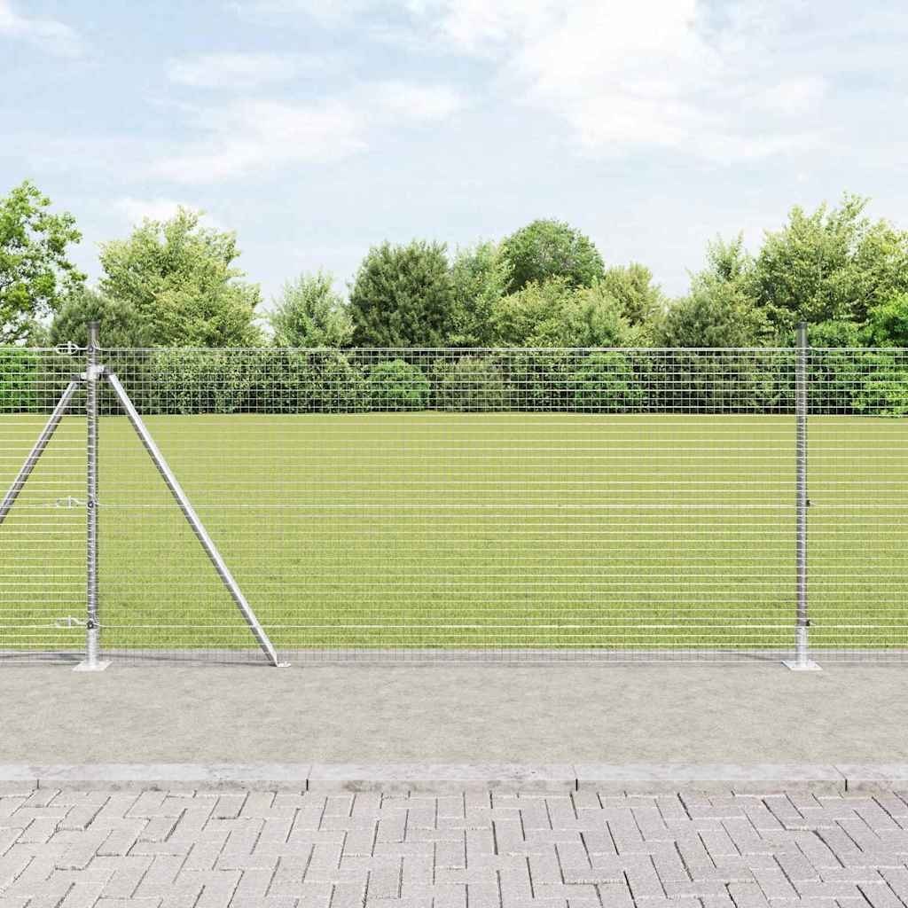 Lumarko Ogrodzenie z drutu spawanego z 13 słupami z flanszami 1x50 m ze stali ocynkowanej