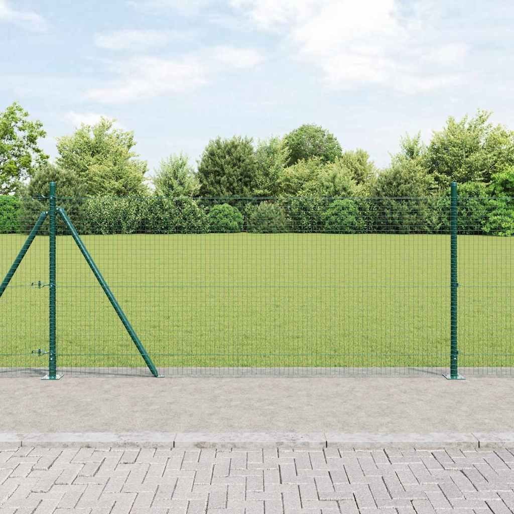 Lumarko Ogrodzenie spawane z 13 słupkami z flanszami Zielone 0.8x50 m Stal