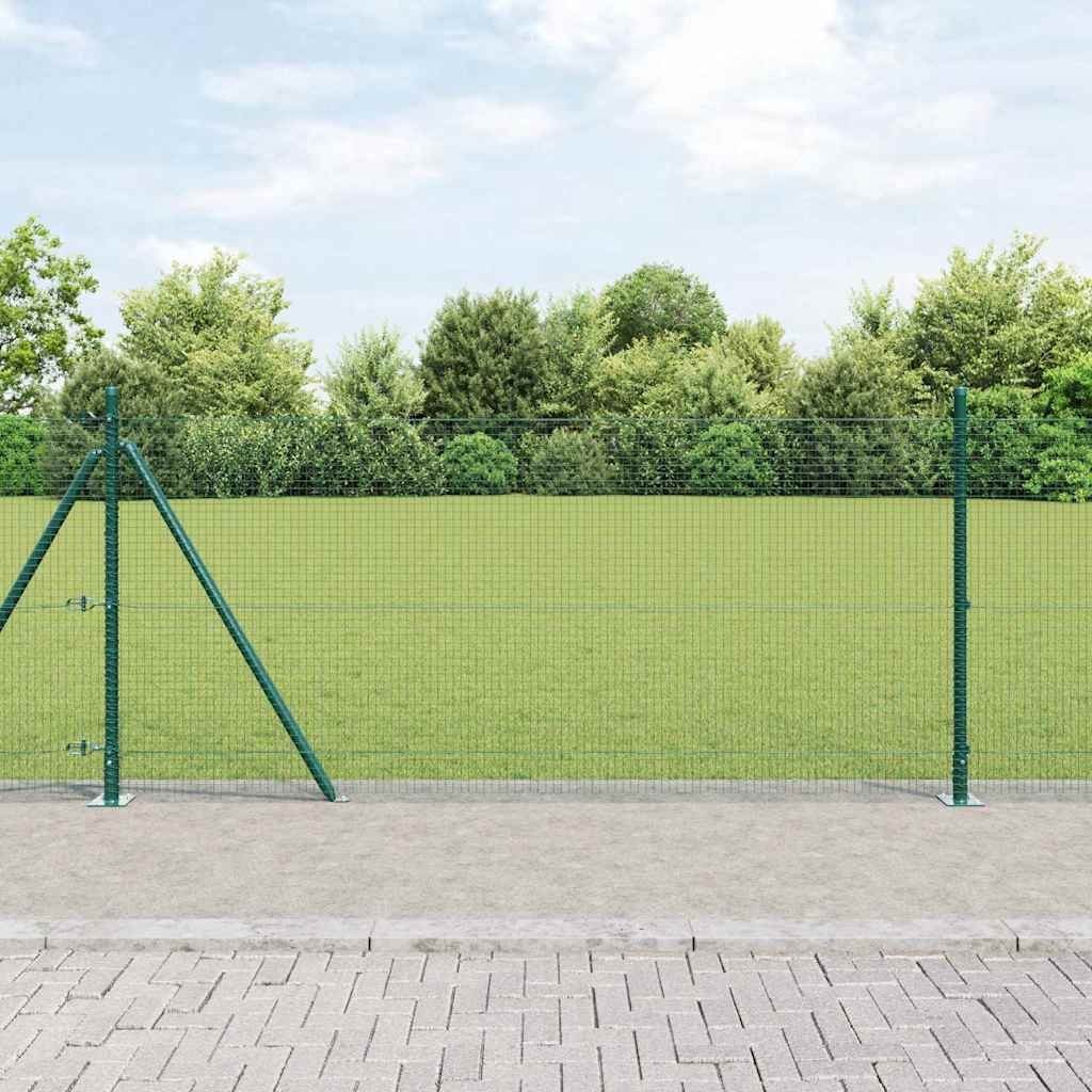Lumarko Ogrodzenie z drutu spawanego z 7 słupkami z kołnierzem Zielone 0.8x10 m Stal