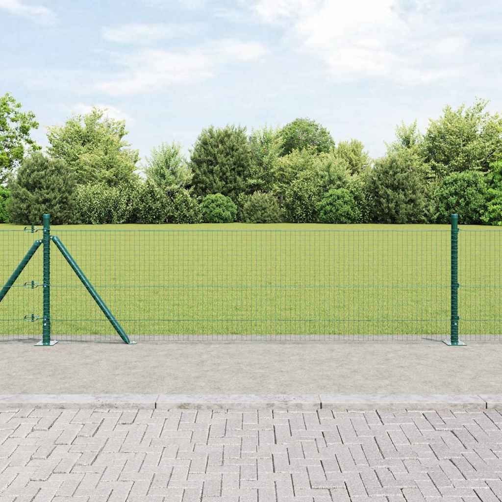 Lumarko Ogrodzenie z drutu spawanego z 13 słupkami z flangą Zielone 0.6x100 m Stal